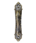 Front view of vintage sliding door handle bronze finish retro barn door pull for cabinet and drawer hardware, 174x37x40 mm, rustic design.