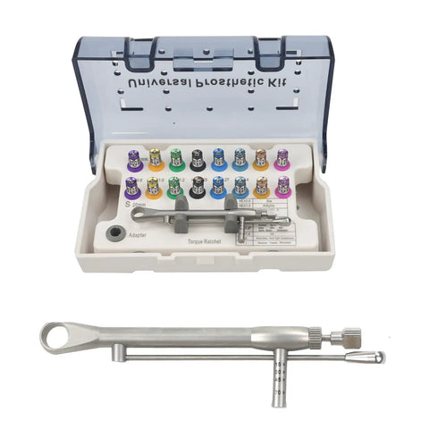 Colorful All In One Universal Implant Torque Wrench Kit With Ratchet, Pro Grade 10 To 70 Ncm Includes 16 Screwdrivers Beefy Stainless Steel Prosthetic Repair Tool Set For Dental Implants And General Maintenance