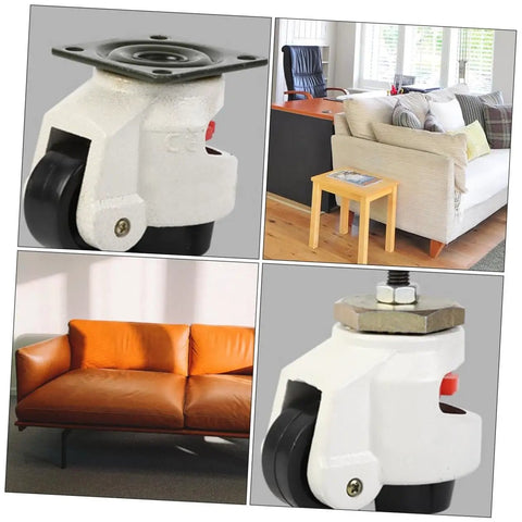 Heavy Duty Swivel Leveling Casters 4 Pack with adjustable feet and nylon pucks for smooth rolling on furniture.