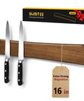 Magnetic Knife Holder For Wall And 16 Inch Acacia Wood Knife Strip with knives, kitchen storage organizer, ideal gift