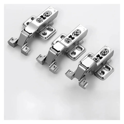 Premium Heavy Duty Soft Close Cabinet Hinges Featuring Quick Install Hydraulic Dampers For Full Cover Kitchen Cupboards And Bathroom Vanity Doors Rock Solid Construction showcased in set of three.