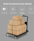 Tough As Nails 1.5 Inch Swivel Casters Set Of Four Heavy Duty Rolling Wheels With Reliable Brake and Complete Mounting Hardware on cart with boxes.