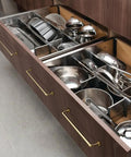 Six Pack Modern Cabinet Pulls In Light Brushed Brass Center To Center Seven And Nine Sixteenths Inches Contemporary Zinc Alloy