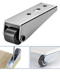 Heavy Duty Sliding Gate Rollers With Vertical Track Anti Sag Support Caster For Driveway And Patio Gates visible with a shiny metal finish.