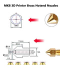 Technical diagram of 25Pcs MK8 Ender 3 V2 Brass Nozzles 0.4mm Set With DIY Tools Storage Box For Creality Ender 3 Series And CR 10 3D Printers Ready To Rock High Heat Abrasion Resistant.