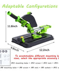 Sliding Angle Grinder Stand For 100mm 115mm 125mm Grinders, DIY Cutter Support Aluminum Bracket with Iron Base, dimensions labeled.