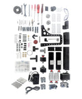 FTVOGUE 10 In 1 Mini Lathe Combo Machine Tool parts including screws, wrenches, motor components, and accessories for DIY projects.
