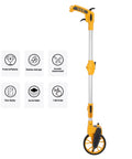 Luocute Distance Measuring Wheel 9999.9m Capacity Folding Design with stainless steel pipe and clear display.
