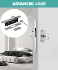 Heavy Duty 360 Degree Hidden Door Pivot Hinges Kit in use on a concealed door with advanced lock style, showcased in a modern room.