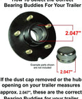 Diagram showing Stainless Steel Bearing Protector for 2.047 Inch Inside Diameter Hubs, USA Made, with size specifications.