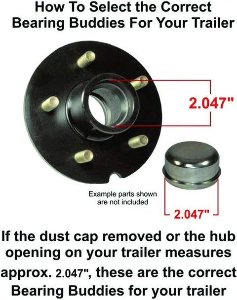 Diagram showing Stainless Steel Bearing Protector for 2.047 Inch Inside Diameter Hubs, USA Made, with size specifications.