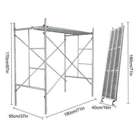 Adjustable Portable Scaffolding Tower For Home DIY Projects Stairs Roofs And Warehouses 6 Feet Tall 500 Lb Load Capacity Mobile