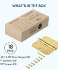Box and hinge from Matte Black 18 Pack Door Hinges With Removable Pin For Residential Interior Doors Three And A Half Inch By Three And A Half Inch Heavy Duty Steel Hardware Pre Lubricated.