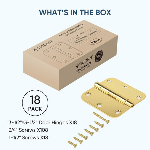 Box and hinge from Matte Black 18 Pack Door Hinges With Removable Pin For Residential Interior Doors Three And A Half Inch By Three And A Half Inch Heavy Duty Steel Hardware Pre Lubricated.
