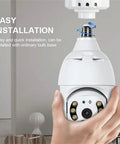 Two Pack 360 Degree Wireless Light Bulb Cameras For Indoor And Outdoor Use Dual Band 2.4GHz 5GHz WiFi 1080p HD Night Vision Motion Alerts