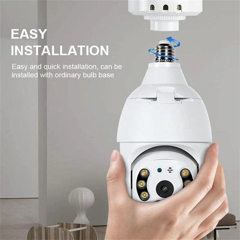 Two Pack 360 Degree Wireless Light Bulb Cameras For Indoor And Outdoor Use Dual Band 2.4GHz 5GHz WiFi 1080p HD Night Vision Motion Alerts