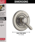 Lahara 17 Series Dual Function Shower Handle Valve Trim Kit In Stainless T17038-SS Includes Monitor Pressure Balanced Cartridge