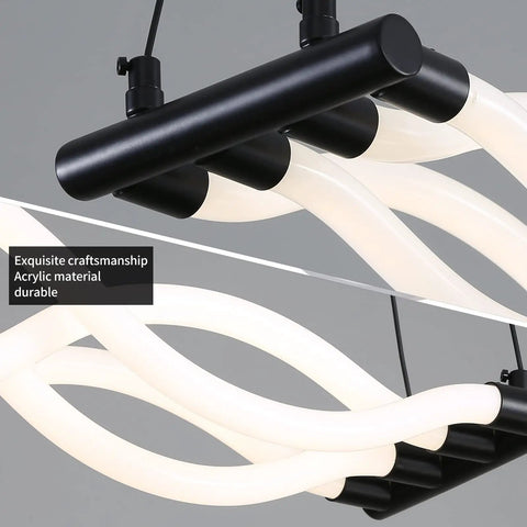 Close-up of Acrylic Wave LED Pendant Light With Remote Dimmable 3000K To 6000K Stepless Brightness Control showing acrylic waves.