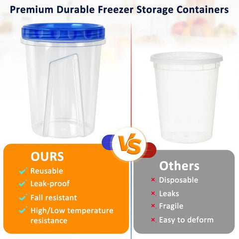 Comparison between 34 Oz Reusable Freezer Safe Food Storage Containers 10 Pack With Twist Top Lids Airtight Meal Prep and disposable container