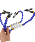 Heavy-Duty Soldering Helping Hand Tool With Flexible Arms And Welding Station Holder for expert PCB repair in use
