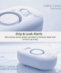 Water Leak Detector Alarm With 4 Rear Probes And 2 Front Drip Probes Wireless Flood Monitor close-up showing sensor probes.