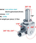 12 Pack Three Eighths Inch Thread Rod Swivel Joint Connector Adjustable Swivel Attachment for Sprinkler Systems 210 Lb Working Load Each 240 Degree Tilt Galvanized Low Carbon Steel Blue, 3/8-16 threaded