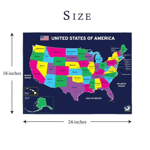 Geography Map Of The USA Poster For Classrooms And Teachers With US History And Social Studies Vibe Create A Bold Learning Space Made Of Thick Vinyl Banner 18 By 24 Inches Easy To Hang With Pins And Tacks, size display
