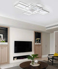 Three Square Geometric LED Ceiling Light Fixture, Modern Flush Mount 75W Cool White 6000K Acrylic Lamp in living room setting
