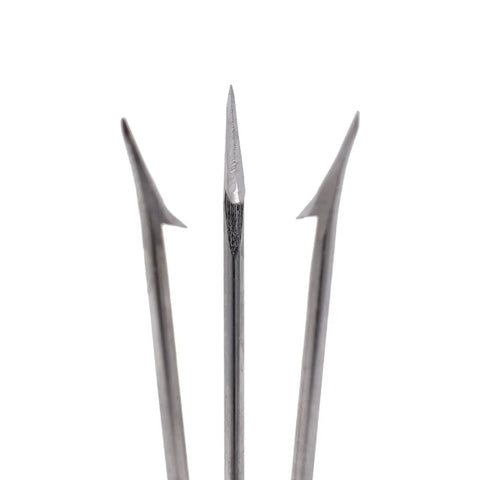 Six Inch Pole Spear Tip 3 Prong Head Paralyzer With Barbs 6mm Thread Beefy Stainless Steel Ice Fishing Replacement Tip