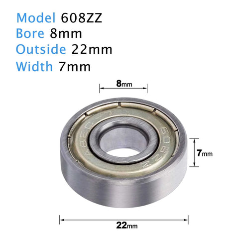 608ZZ C3 High Speed Sealed Ball Bearing 8x22x7mm with dimensions