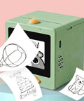 Portable AI Voice Sticker Printer With Bright HD Display, Ink Free Thermal Art Maker For Kids, printing fun designs.