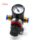 No Sweat Quarter Inch Air Pressure Regulator Valve Featuring Crisp Dial Gauge For Airbrush Spray Painting And Pneumatic Gear Adjusts Flow Zero To Eight Point Five Bar Rock Solid , small air pressure regulator with gauge.