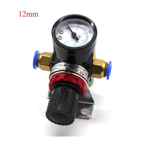 No Sweat Quarter Inch Air Pressure Regulator Valve Featuring Crisp Dial Gauge For Airbrush Spray Painting And Pneumatic Gear Adjusts Flow Zero To Eight Point Five Bar Rock Solid , small air pressure regulator with gauge.