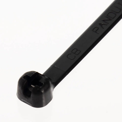 Close-up of Dome-Top Barb-Ty 8 Inch Cable Tie With Stainless Steel Barb For Indoor Outdoor Use UV Weather-Resistant Nylon 66 50 lb