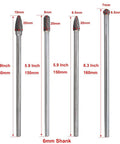 Bestgle 4-pack tungsten carbide rotary burrs, 6mm shank, 150–160mm length (front view)
