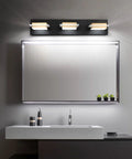 Black 4 Light Vanity LED Bathroom Light Fixture For Modern Homes, 32 Inch x 6 Inch x 4 Inch, over modern mirror and sink