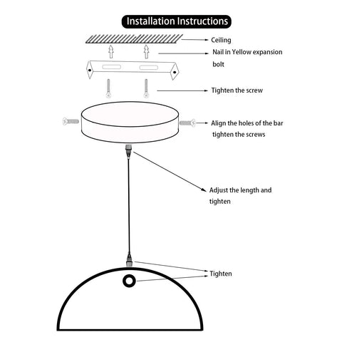 Installation guide for Dope Black Dome Industrial Farmhouse Pendant Lights Three Pack Hanging Ceiling Fixture