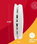 Side view of Battery Powered Smoke Alarm P1210E With 10-Year Lithium Battery And Built-In Escape Light showing slim profile and dimensions.