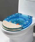 Heavy Duty Elongated Resin Toilet Seat With Slow Close Silent Shutoff And No Sweat Quick Release Hinges Light Blue Dried Flower Pattern