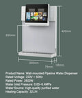 Wall Mounted Water Cooler With Instant Heat, Five Temp Settings And Five Water Volume Levels, 32L Per Hour Heating Capacity