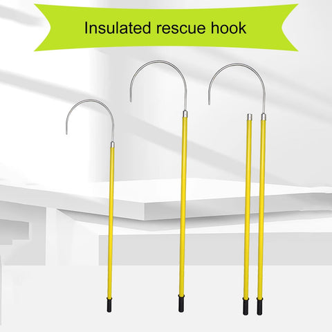 Insulated Rescue Pole With 2 Meter Epoxy Fiberglass Handle And Rescue Hook for electricians and auto mechanics