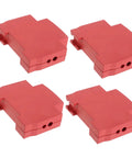 Snap On Aerosol Fire Extinguisher Housing 4 Pack for Heavy Duty Industrial Electrical Panels, red plastic covers close-up.