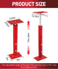Four Pack Adjustable House Jacks For Floor Leveling And Crawlspace Support Built Like A Tank Heavy Duty Rust Proof Steel Prop 19 To 36 Inches Range product size diagram showing dimensions and adjustable range.