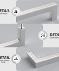 Close-up of 30 Pack 5 Inch Brushed Nickel Cabinet Pulls Square Drawer Handles For Kitchen Cabinets Cupboards And Dressers