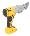Powerful Cordless Electric Metal Shears With Brushless Motor For Cutting Iron Aluminum And Stainless Steel Up To 18 Sheets Thick side view showing ergonomic handle and metal cutting blade.