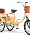 Adult Tricycle Rickshaw With Foldable Back Seat And Dual Brakes Front Fork Shock Absorber Double Chain Drive Pneumatic Spoke Wheels