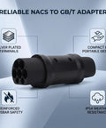 Heavy Duty Plug And Play Nacs To Gbt Ev Charging Adapter 48a Ac Slow Charge Weather Tough with silver plated terminals and compact design.