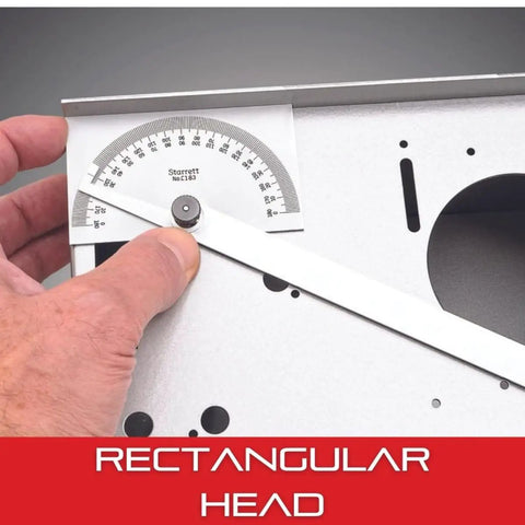 Double Graduation Steel Protractor, 6 Inch Bevel Transfer Tool And Angle Finder For Angles And Squaring in use on metal surface