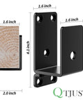 Heavy Duty Black Steel Door Barricade Brackets 32 Pack U Shape Security Reinforcement For 2x4 Lumber, dimensions side view.