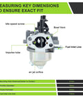 Dimensions of Carburetor Replacement Kit For Kohler Courage XT-6 XT-7 Engines Plug And Play 149cc shown with labels